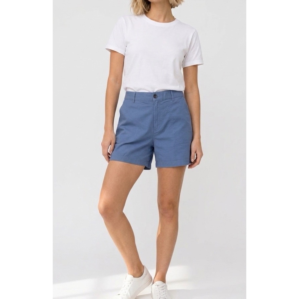 Eddie Bauer Womens Ripstop Shorts Size 12 Blue 5" Inseam Stretch Cotton NWT